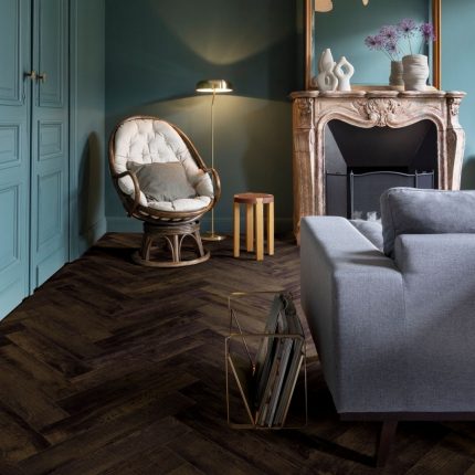 Country Oak Vinyl Flooring Herringbone Pattern - Image