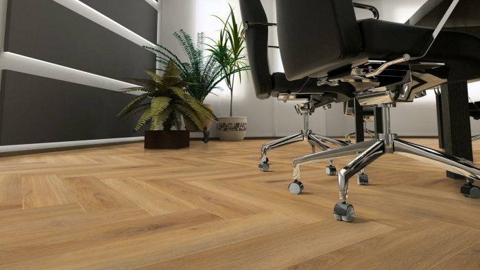 Ламинат Kronotex Herringbone AB 3861 32 класс, 8 мм - узор в форме рыбьей кости.